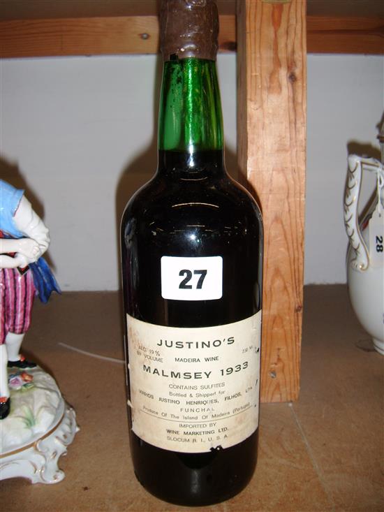 Bottle of Madeira Malmsey 1933 VJH